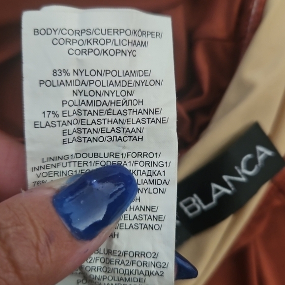 La Blanca Orange Brown Island Goddess Criss-Cross Back One-Piece Swimsuit 14 - Picture 12 of 15